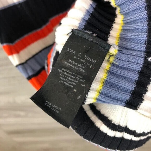 RAG & BONE Mason Striped Sleeveless Mini Dress In Navy Size Large - Picture 10 of 10